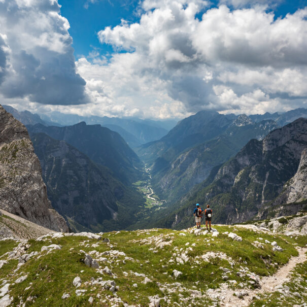 Hiking in the Julian Alps, view from Trenta Valley